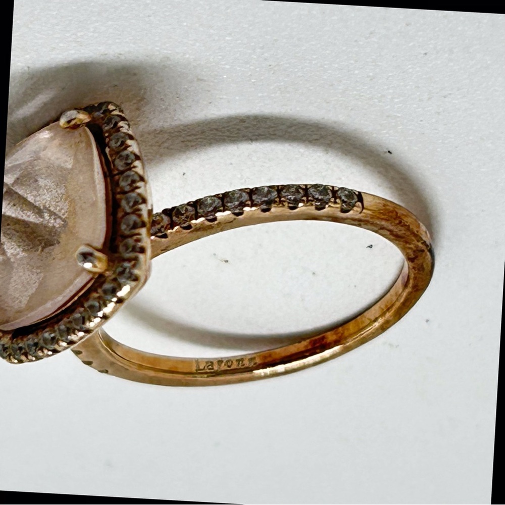 Lavon, Sterling Silver Ring With Peachy And Clear Crystals, Size 5, IOB - Picture 2 of 8